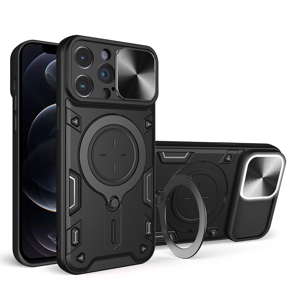 For iPhone 12 Pro 6.1 inch Slide Camera Lid Anti-scratch Cover Rotatable Kickstand PC + TPU Phone Case For iPhone 12 Pro 6.1 inch Slide Camera Lid Anti-scratch Cover Rotatable Kickstand PC + TPU Phone Case